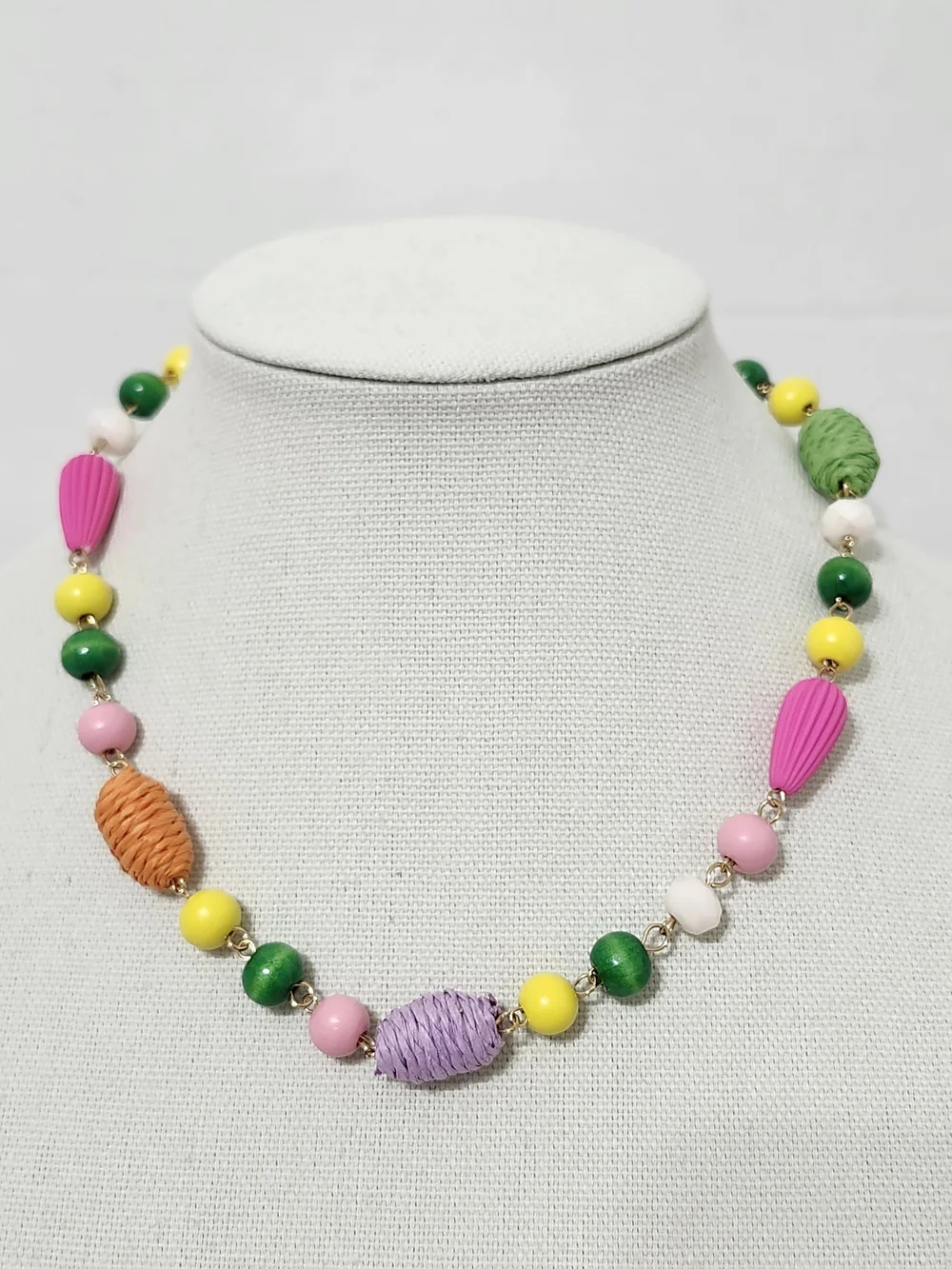 Colorful Beaded Necklace & Bracelet Set Multicolor Vibrant Statement Easter New